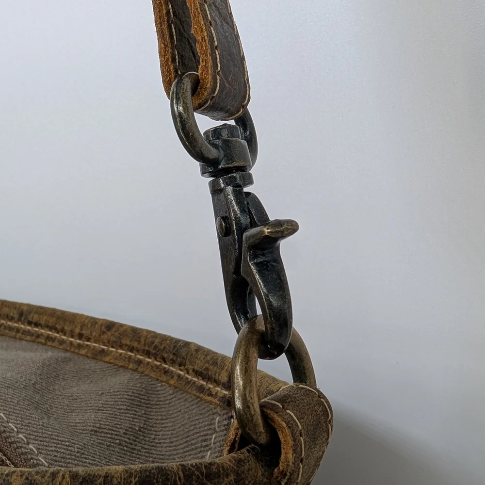 NWT Myra Bag Beige World Shoulder Bag S-2230 | Boho Canvas Leather Crossbody